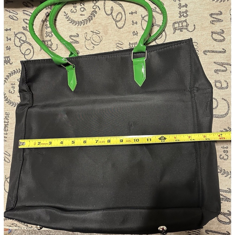 Arbonne Tote Bag Women's Black Green Nylon Shopper Laptop Carryall Flaw - Picture 6 of 6